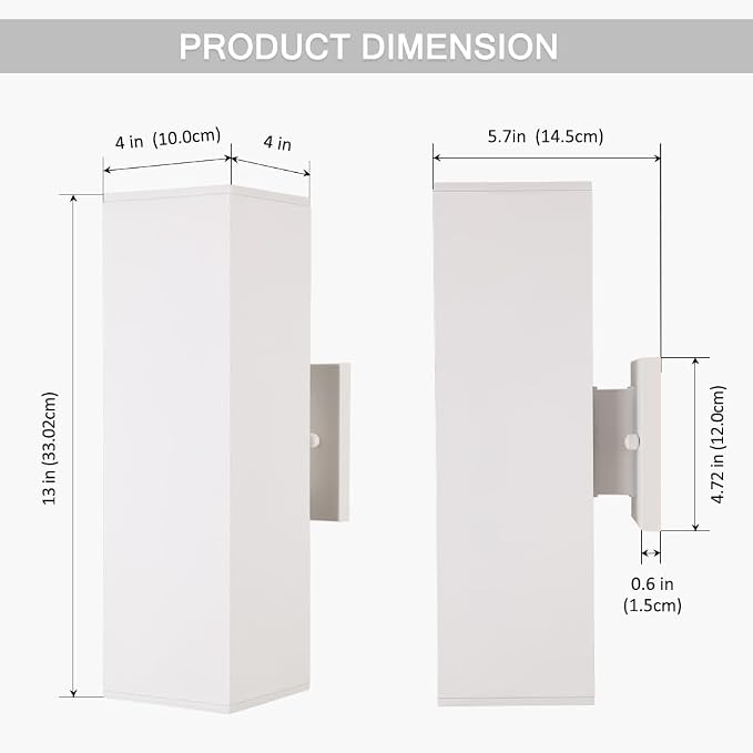 Cerdeco Aluminum Modern Outdoor Wall Light, Exterior Outdoor Wall Sconce Up - Image 5