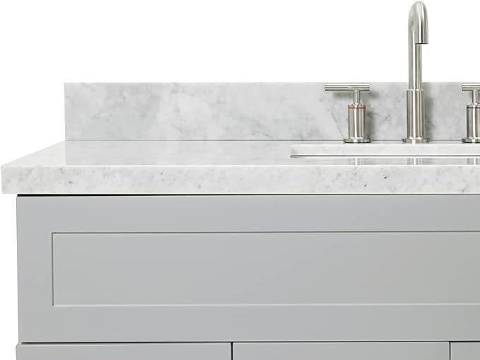 ARIEL 49" Grey Bathroom Vanity 1.5" Edge Italian Carrara Marble Countertop & - Image 7
