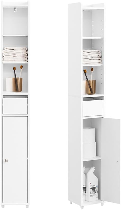 SoBuy Narrow Bathroom Storage Cabinet, Tall Slim Bathroom Organizer Cabinet by Haotian