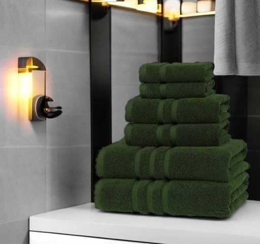 Luxury Hotel & Spa, Turkish Cotton Dark Green Towels Bathroom Sets | 6 Pieces - Image 2