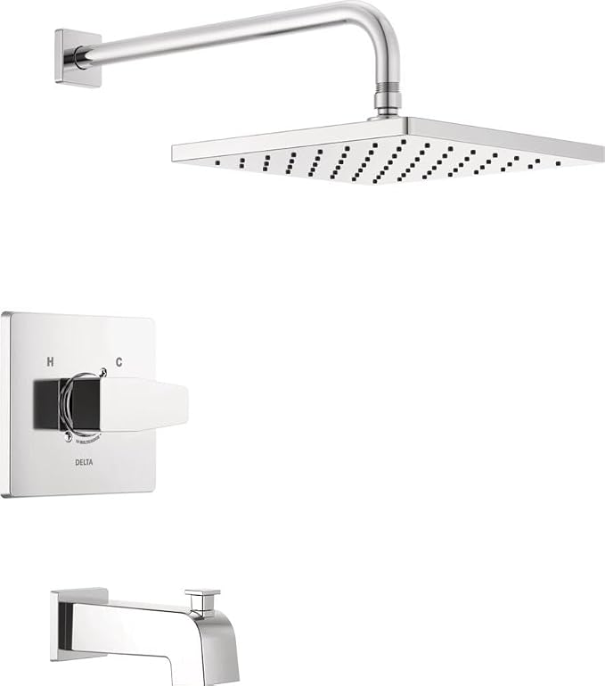 Delta Faucet Modern Raincan Square Single-Function Tub and Shower Trim Kit by DeltaFaucet