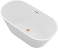 Logmey 59 In White Acrylic Freestanding Bathtub Oval Shape Soaking Tub by Logmey