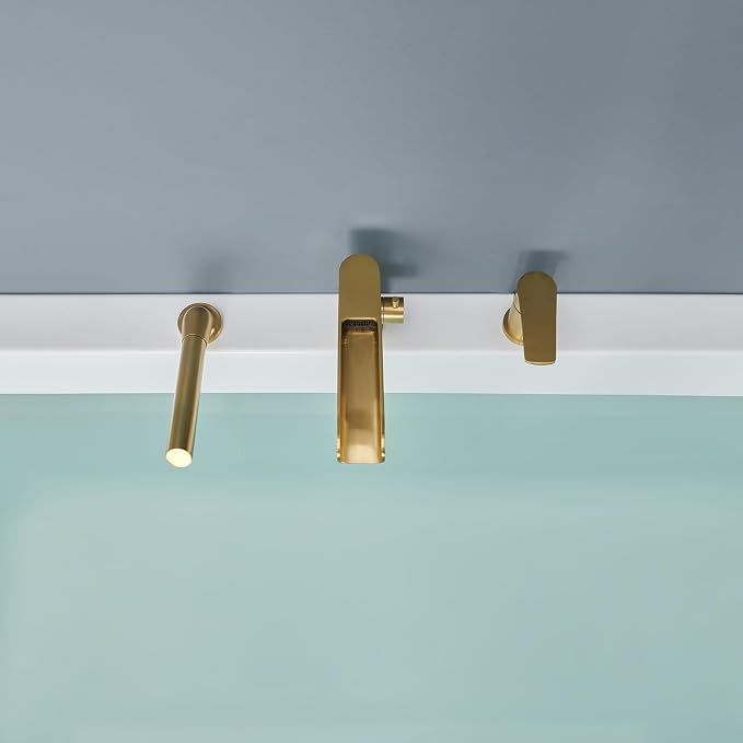 Waterfall Roman Tub Faucet Brushed Gold Deck Mount Bathtub Faucets Brass Tub - Image 9