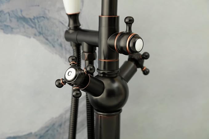 SITGES Solid Brass Freestanding Bathtub Faucet, Bathroom Floor Mount Tub Filler - Image 8