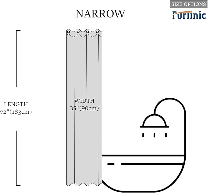 Furlinic Navy Blue Shower Curtain Liner Fabric Waterproof Shower Stall Curtains - Image 6