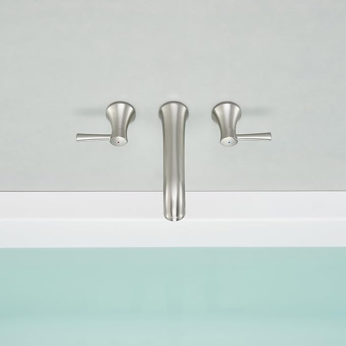 Wall Mount Tub Filler Brass Tub Faucet Brushed Nickel Bathroom Bathtub Faucets - Image 5