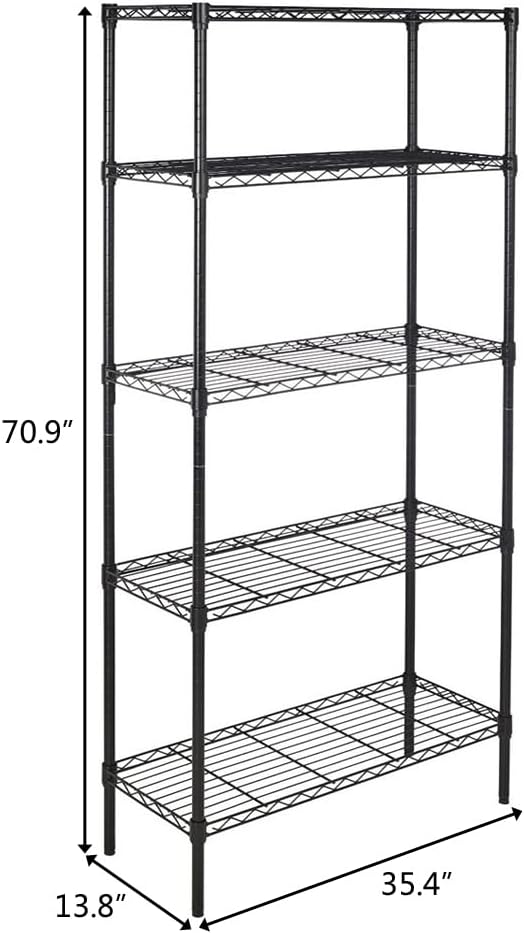 5 Tier Storage Racks Shelving, Heavy Steel Pantry Shelves, Adjustable Wire - Image 3