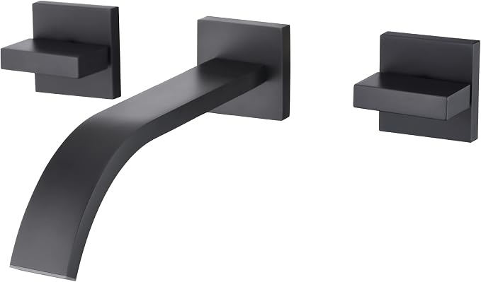 sumerain Black Bathroom Faucet Wall Mount Lavatory Faucet Includes Rough in by SUMERAINFAUCETS