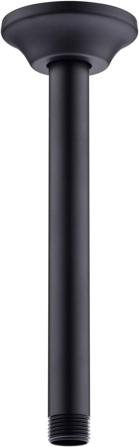 BESTILL 8 Inch Ceiling Mount Rain Shower Head Arm and Flange, Matte Black by BESTILL
