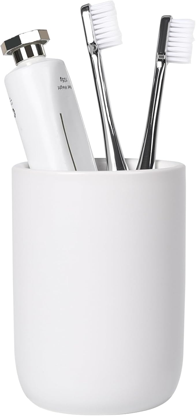 BosilunLife Ceramic Toothbrush Holder - 12Oz Bathroom Toothbrush Holder White by BosilunLife