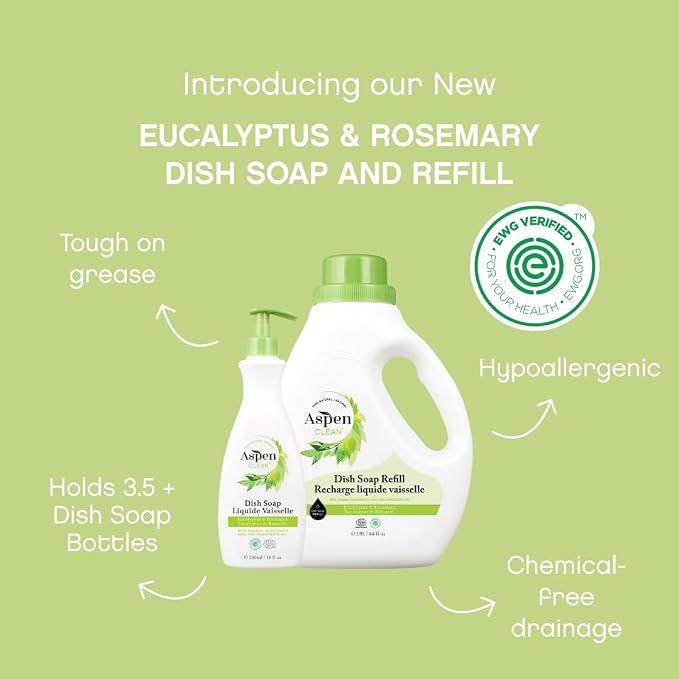 AspenClean Natural Dish Soap and Refill Eucalyptus and Rosemary - Image 2