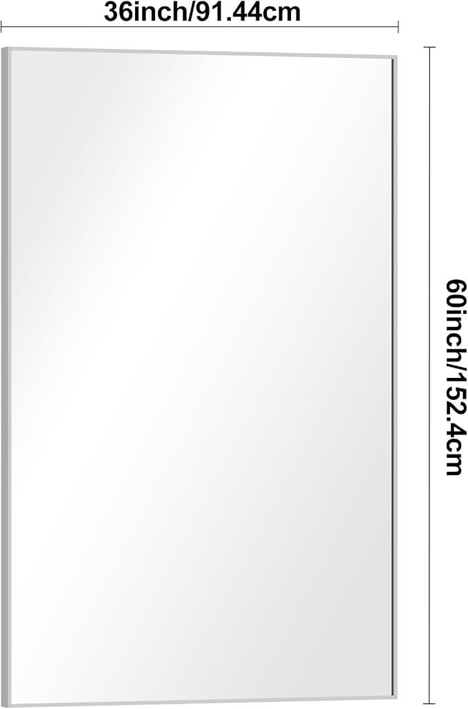 BONEWEI Silver Bathroom Mirror, 60x36 inch Wall Mirror - Image 7