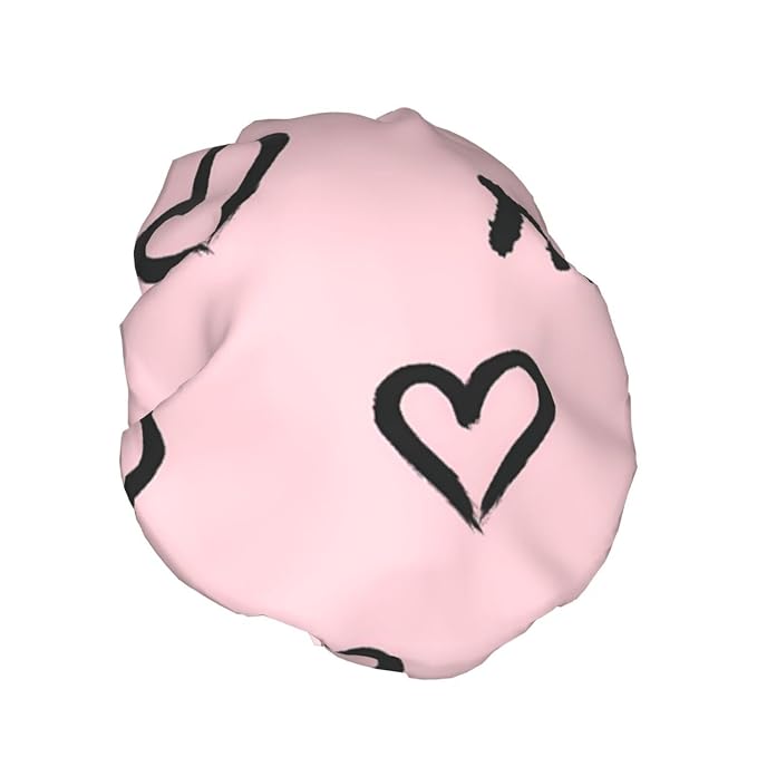 Eyelash and Heart Shower Cap for Women Reusable Waterproof Stylish Bath Hat - Image 2