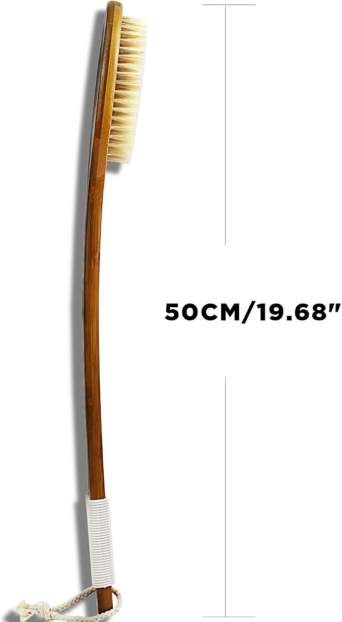 ICANdOIT-19.68Inch Natural Boar Bristles Anti-Slip Extra Long Handle Bath Brush - Image 4