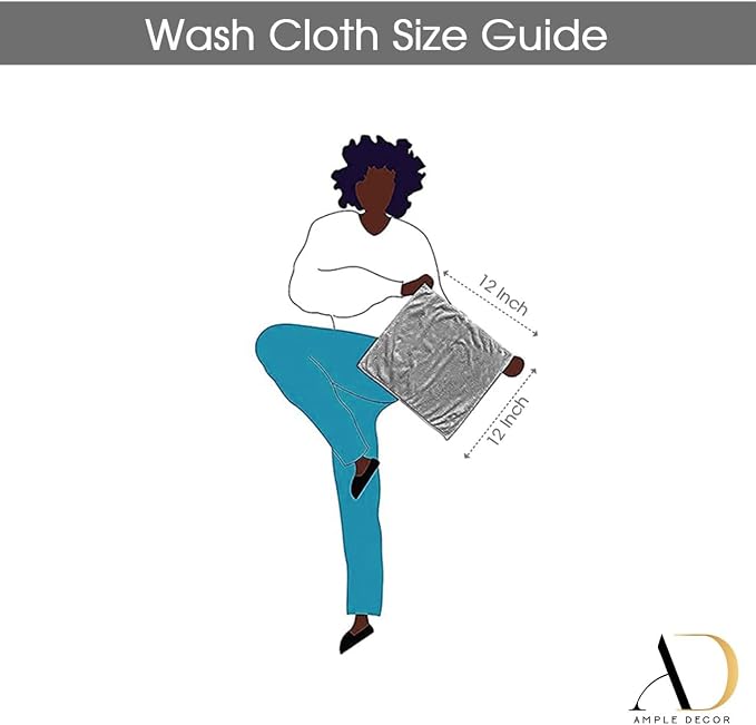 Ample Decor Washcloths Pack of 5 12 X 12 Inch 100% Cotton 600 GSM, Soft - Image 6