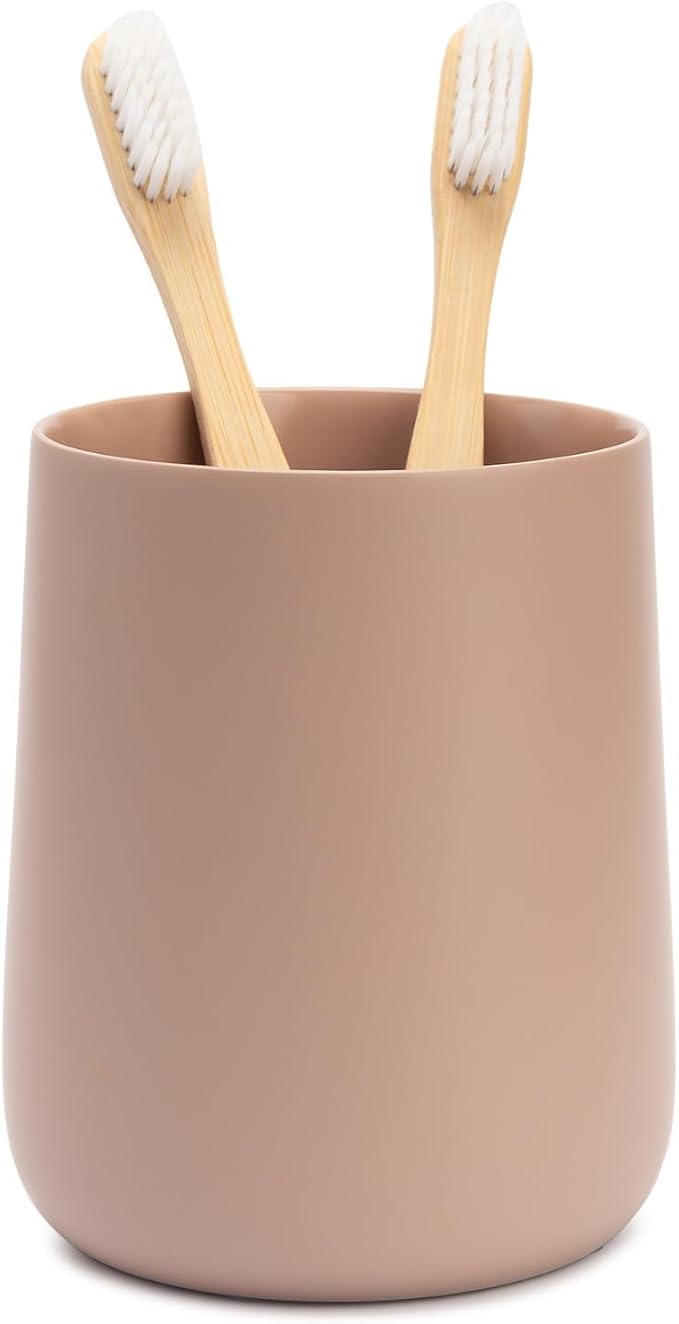 Matte Dusty Pink/Mauve Toothbrush and Toothpaste Holder and Cup by YEWDesign