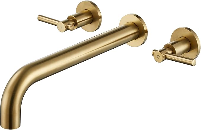 Wall Mount Tub Filler Brushed Gold Tub Faucet Brass Bathroom Bathtub Faucets by wowkksanitaryware