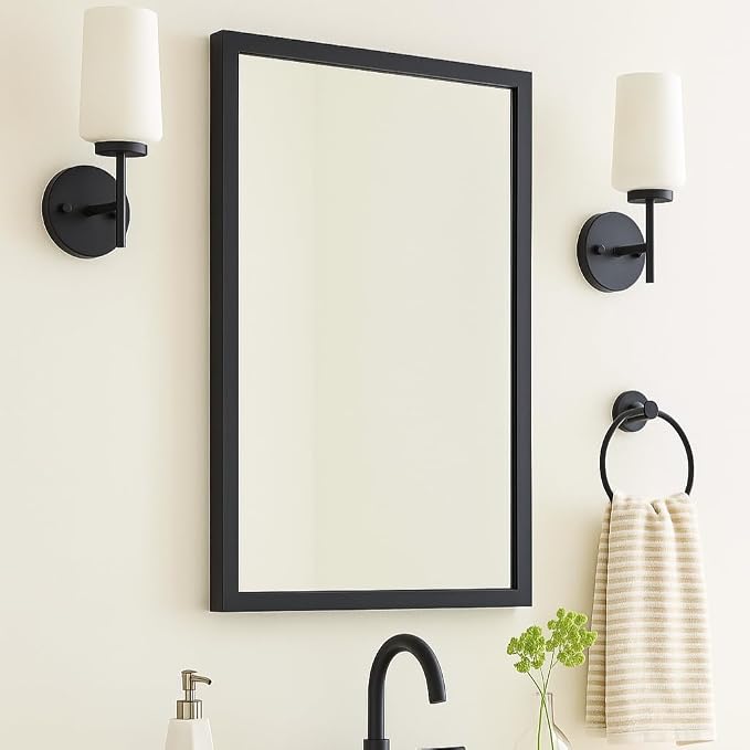 TEHOME Black Metal Framed Recessed Bathroom Medicine Cabinet - Image 8