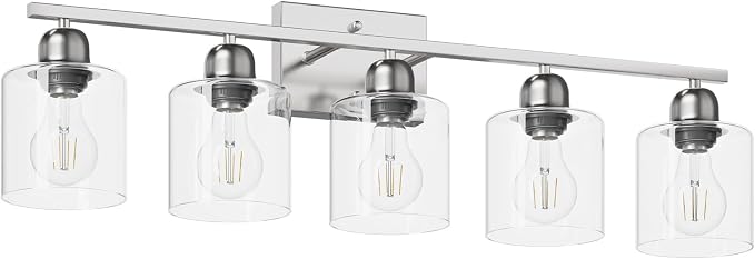 Modern Brushed Nickel 5 Light Bathroom Vanity Light, 31 inch Bathroom Lights - Image 9