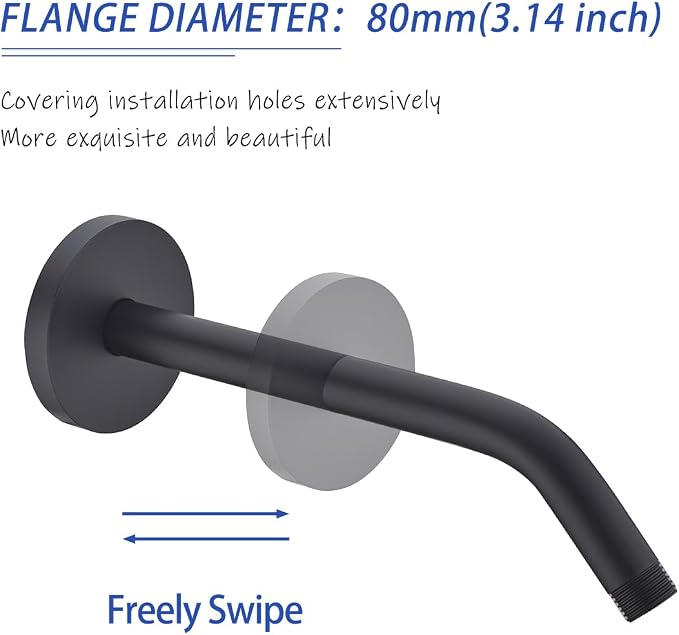 Shower Arm with Flange, Ceiling Mount Replacement Rain Shower Head Straight Arm - Image 5