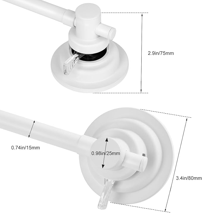 Suction Cup Towel Bar for Shower, 15.75''-25.6'' Adjustable Stainless Steel - Image 3