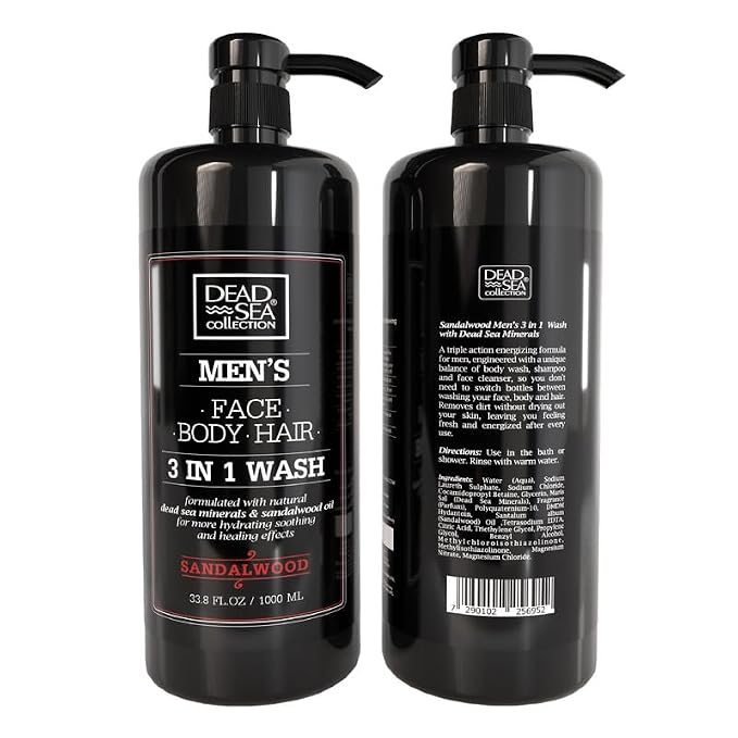 Dead Sea Collection Mens Body Wash 3 in 1 – Sandalwood Body Wash - Image 8