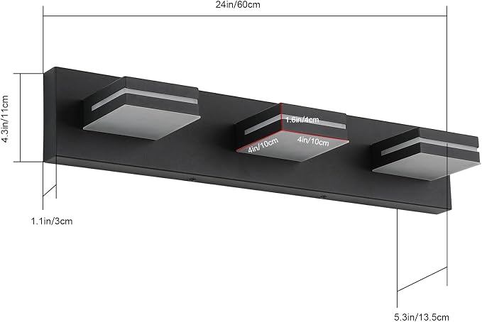 SineRise LED Modern Bathroom Vanity Light Fixtures, Matte Black Modern Acrylic - Image 7