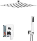 12 Inch Polish Chrome Ceiling Mount Shower System Bathroom Luxury Rain Mixer by YCAIKOI