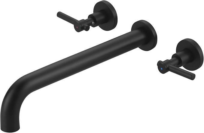 Wall Mount Tub Filler Tub Faucet High Flow Bathtub Faucets Two Handles Solid by ALEASHA