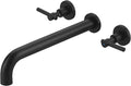 Wall Mount Tub Filler Tub Faucet High Flow Bathtub Faucets Two Handles Solid by ALEASHA