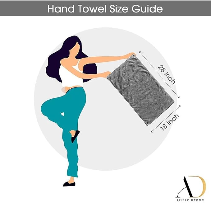 Ample Decor Hand Towels 18 X 28 Inch Pack of 12 600 GSM 100% Cotton, Soft - Image 4