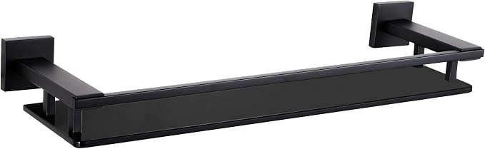 LANC Black Bathroom Shelves Glass Shelf 20-Inch Floating Tempered Glass Shelf by LANC