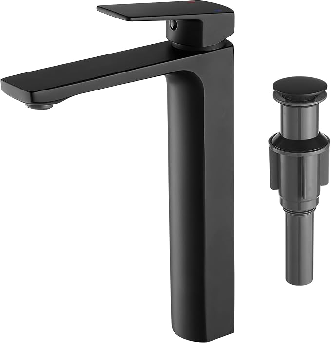 VOTON Vessel Sink Faucet Matte Black Tall Bathroom Faucet Single Handle Vanity by VOTON