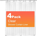 4 Pack PEVA Plastic Shower Curtain Liner Premium Light Weight 72" x 72" Clear by ZEMAHOME