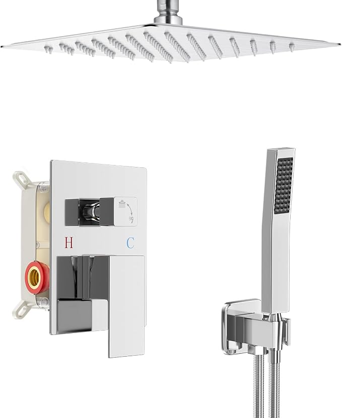 Deluxe Shower Faucet Set, Rain Shower System, 10 inch Ceiling Shower Faucet by Baetuy