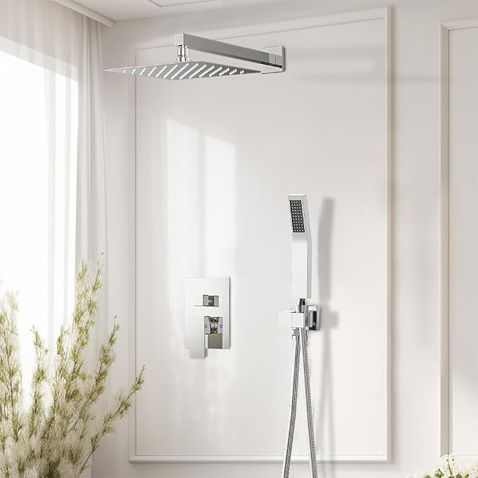 Shower Faucet Set Chrome Shower System, Starbath 12" Rain Shower Head and - Image 2