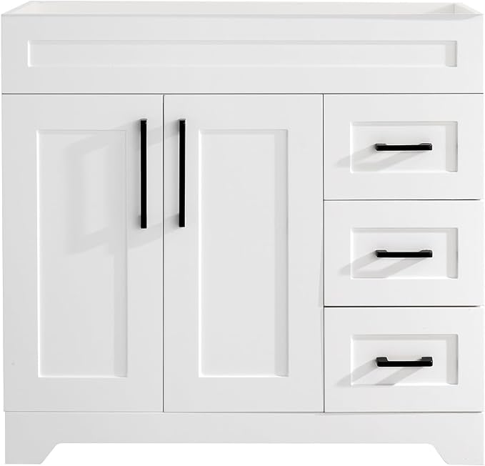 36” Bathroom Vanity Cabinet Without Sink, Modern White Bathroom Storage Cabinet by BUPWHEK