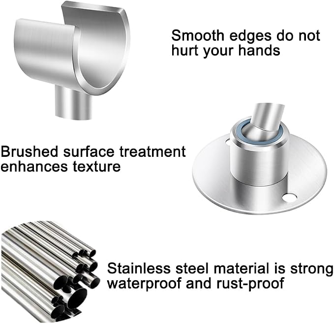 Shower Head Holder Wall Mount, Stainless Steel Handheld Shower Head Holder - Image 4