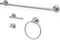Brushed Nickel Bathroom Hardware Set 4 Piece Towel bar Set, Towel Rack by Designchangeslife