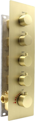 HOMEDEC 4 Way Shower Valve Rough-In and Trim Kit, 5 Handle Control Thermostatic by HOMEDEC
