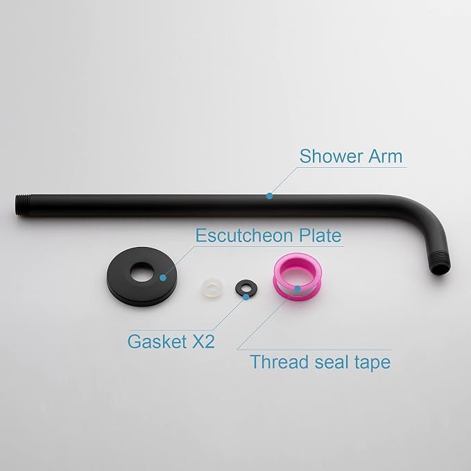 OFFO Shower Arm with Flange, 16 in Wall Mount Replacement Angle Shower Head Arm - Image 6