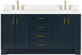 ARIEL Taylor 67" Midnight Blue Double Vanity, 1.5" Edge Pure White Quartz by Ariel