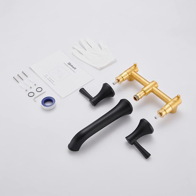 Tub Faucet Wall Mount Roman Tub Filler Black Brass Bathtub Faucets - Image 7