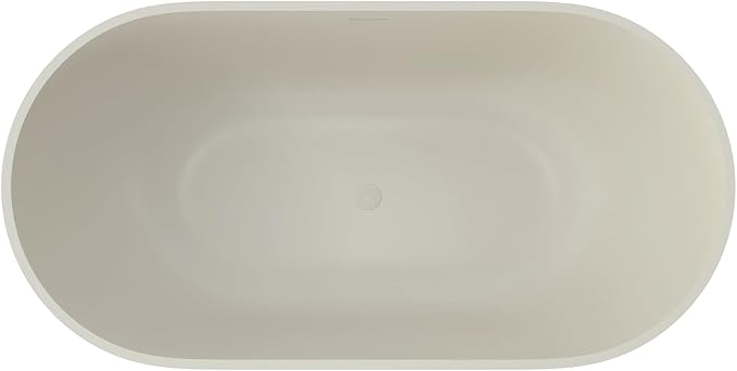 Premium 59" Warm Grey Solid Surface Free Standing Bathtub, Upgraded Oval Resin - Image 3