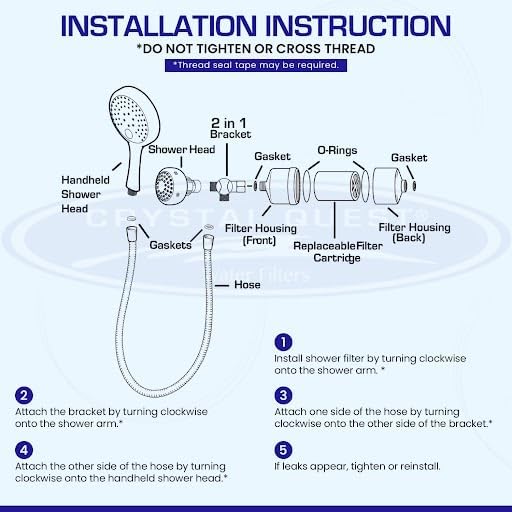 Crystal Quest Luxury 2-in-1 Handheld and Shower Head Combo Filter System - Image 5