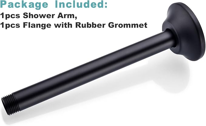 BESTILL 8 Inch Ceiling Mount Rain Shower Head Arm and Flange, Matte Black - Image 7