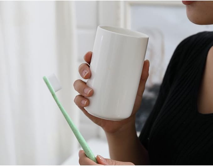 Ceramic mouthwash cup, simple home bathroom wash and brush rack, milk and - Image 4