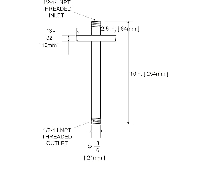 OFFO Shower Arm with Flange 10 in Ceiling Mount Replacement Rain Shower Head - Image 6