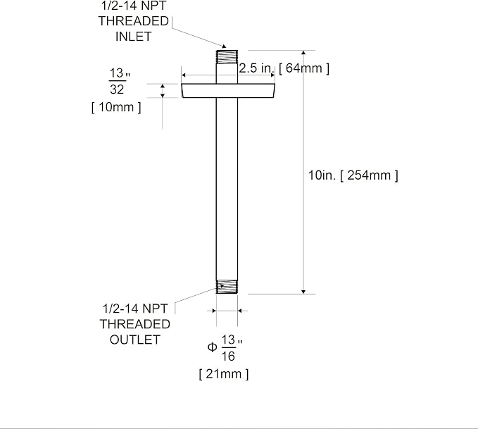 OFFO Shower Arm with Flange, 10 in Brushed Nickel Ceiling Mount Replacement - Image 7