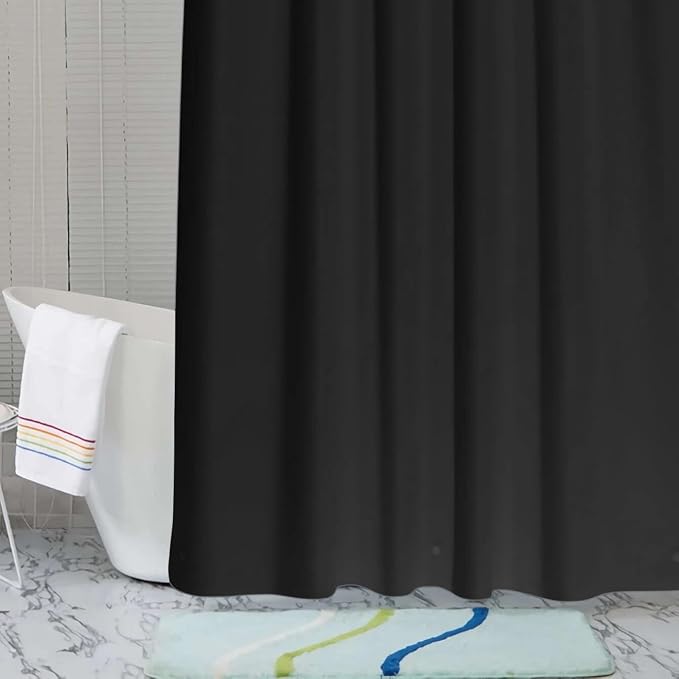 Black Plastic Shower Curtain Liner 60W x 72H Inches, PEVA Shower Liner - Image 4